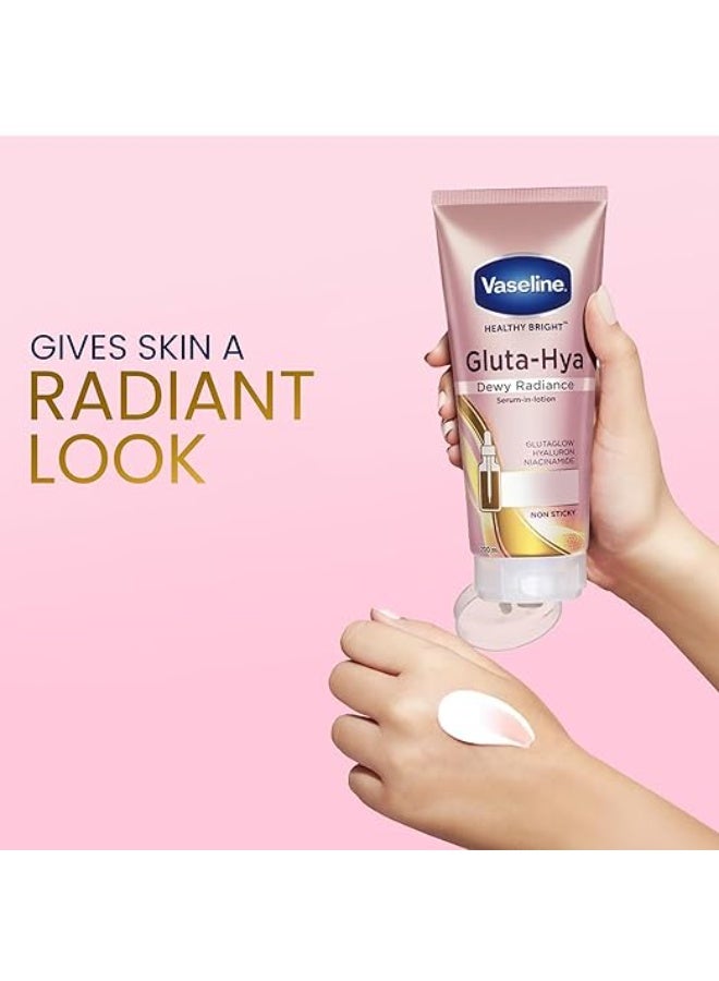 Vaseline Gluta-Hya Dewy Radiance Lotion for Face & Body | Gives Brighter Skin | Glutathione & Niacinamide Infused Moisturizer, 200ml - Image 2